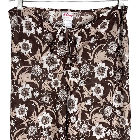 Disney Swim Coverup Palazzo Pants Brown Tan Hidden Mickey 8 Semi Sheer - Picture 13 of 13